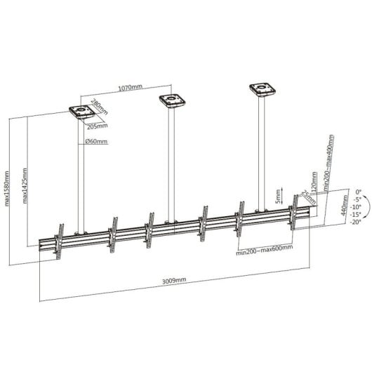 Equip 650374 TV-Halterung 127 cm (50") Schwarz, Silber
