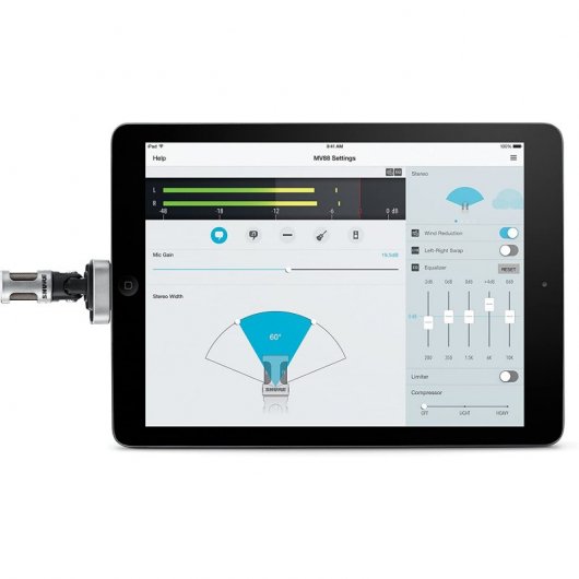 Shure Motiv MV88 Micrófono Digital de Condensador para Dispositivos IOS