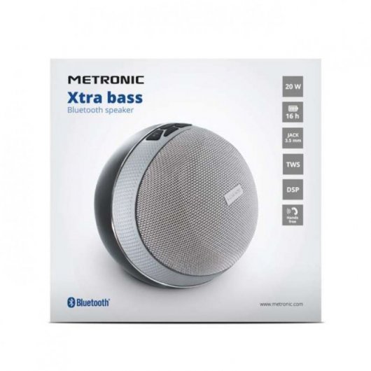 Metronic Xtra Bass Coluna Bluetooth 20W Prateado