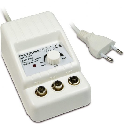 Metronic Amplificador de Antena TV 2 Saídas