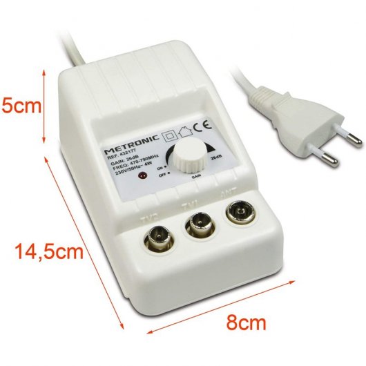 Metronic Amplificador de Antena TV 2 Saídas