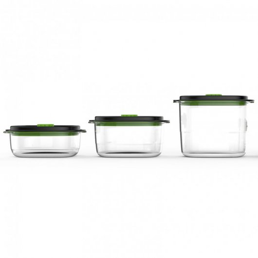 FoodSaver FFC026X Frischhaltedose, 3er-Pack Vakuum-Aufbewahrungsbehälter, 700 ml/1,18 l/1,8 l