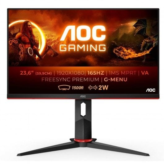 Monitor AOC C24G2AE/BK 23,6" FullHD 165Hz VA Curved 1ms FreeSync Premium