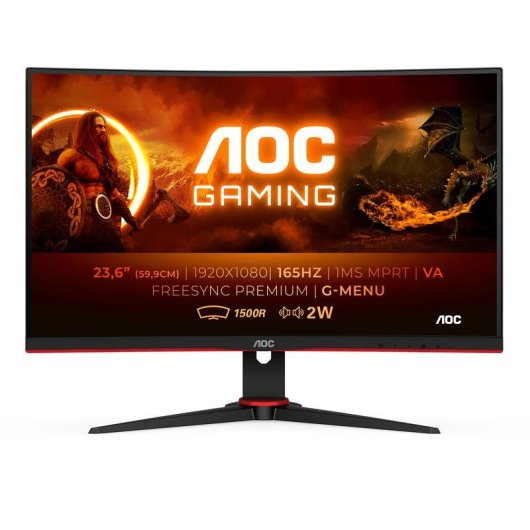 Monitor AOC C24G2AE/BK 23,6" FullHD 165Hz VA Curved 1ms FreeSync Premium