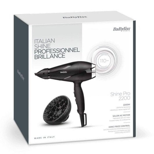 Sèche-cheveux Ionique Professionnel BaByliss Shine Pro 2200W 2 Températures 2 Vitesses avec Diffuseur Noir