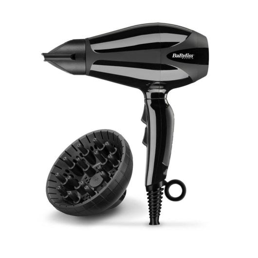 Professioneller Föhn BaByliss Compact Pro 2400 2400W 2 Temperaturstufen 2 Geschwindigkeiten Ionen-Technologie Diffusor Schwarz