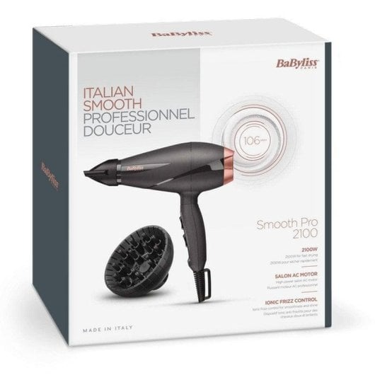 Ionen Föhn BaByliss Smooth Pro 2100 2100W 3 Temperaturstufen 2 Geschwindigkeiten Diffusor Roségold Schwarz