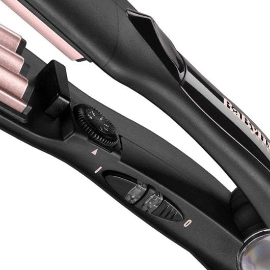 Prancha de Cabelo Cerâmica Turmalina BaByliss The Crimper 210ºC 10 Definições Desligamento Automático Preto Rosa