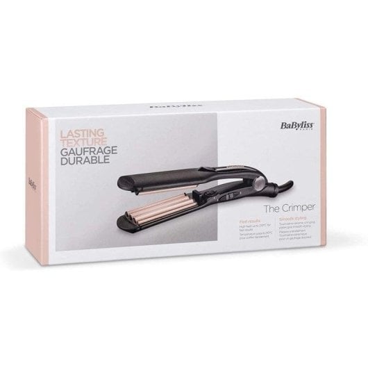 Prancha de Cabelo Cerâmica Turmalina BaByliss The Crimper 210ºC 10 Definições Desligamento Automático Preto Rosa