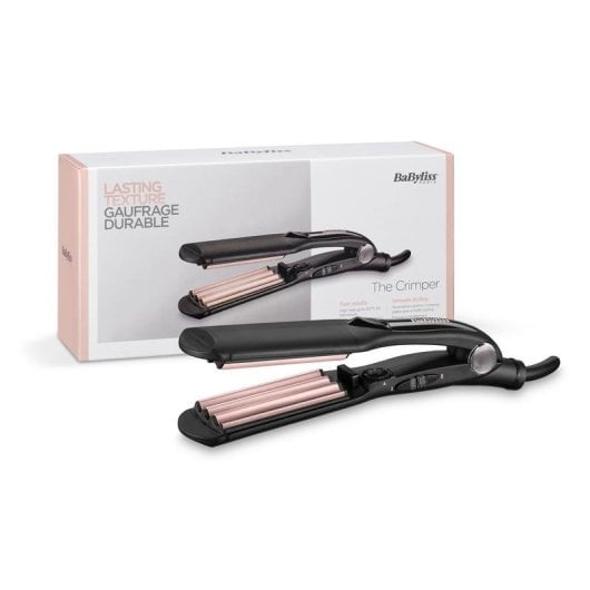 Prancha de Cabelo Cerâmica Turmalina BaByliss The Crimper 210ºC 10 Definições Desligamento Automático Preto Rosa