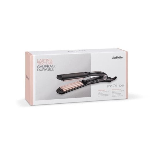 Prancha de Cabelo Cerâmica Turmalina BaByliss The Crimper 210ºC 10 Definições Desligamento Automático Preto Rosa