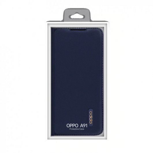 Oppo Funda PU Flip Case Azul para A91