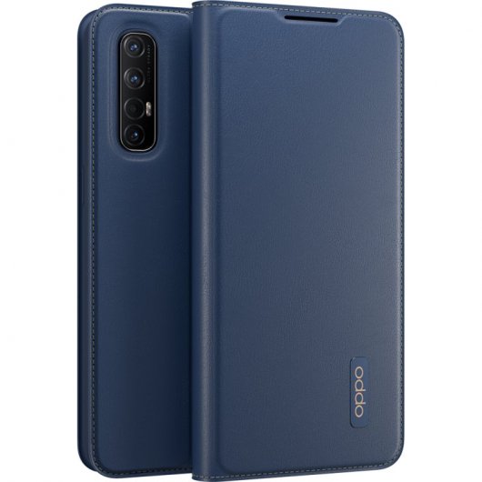 Custodia Flip in PU Oppo Blu per Find X2 Neo