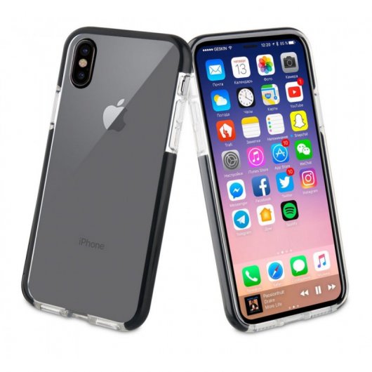 Custodia morbida antiurto Muvit Tiger 2m bordo nero per Apple iPhone XS/X
