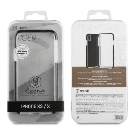 Custodia morbida antiurto Muvit Tiger 2m bordo nero per Apple iPhone XS/X
