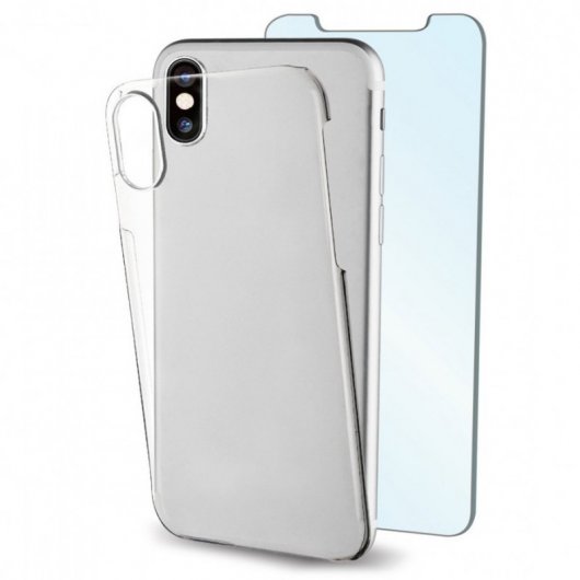 Muvit Pack Funda Cristal Transparente + Protector de Pantalla para Apple Iphone XS Max