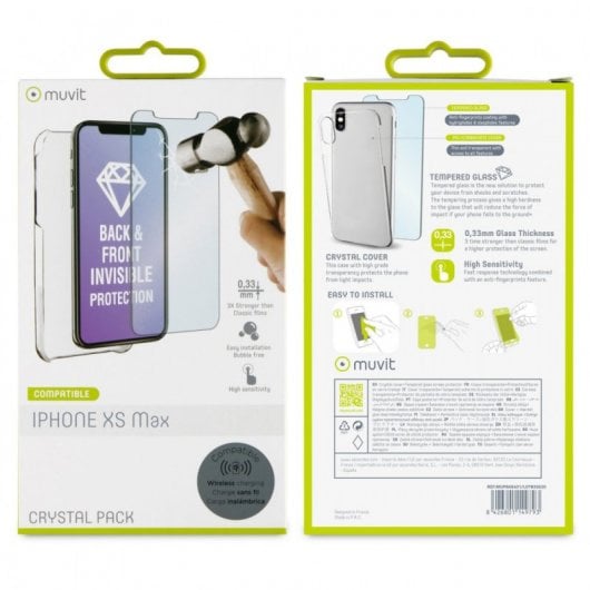 Muvit Pack Funda Cristal Transparente + Protector de Pantalla para Apple Iphone XS Max