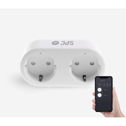 Tomada Inteligente SPC Clever Plug Dual Wi-Fi Controle por voz e Estatísticas de consumo