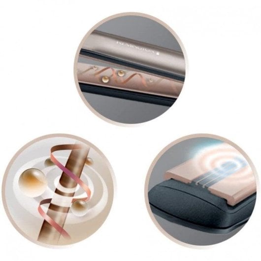 Prancha de Cabelo Cerâmica Queratina Remington S8590 230ºC 5 Definições Desligamento Automático Visor Bronze