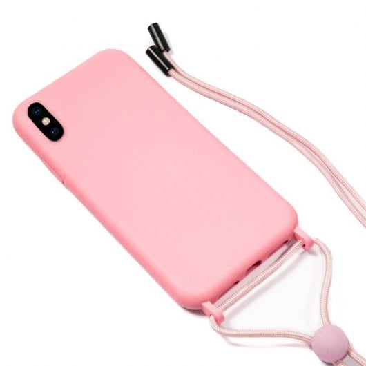 Cool Funda Rosa con Cordón Liso para iPhone XS Max