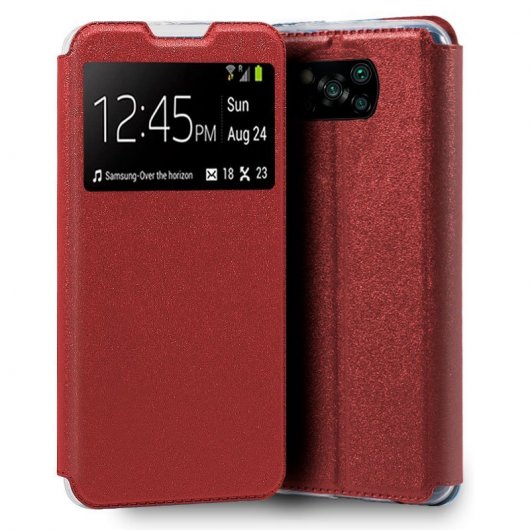 Cool Funda Flip Cover Liso Rojo para Xiaomi Pocophone X3