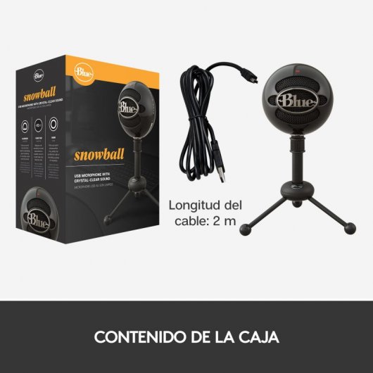 Blue Microphones Snowball Micrófono USB Negro con Dos Patrones de Captación Versátiles