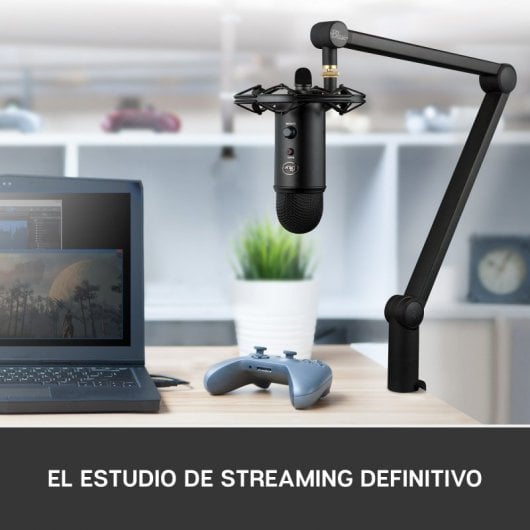 Blue Microphones Yeticaster Pack de Transmisión Profesional con Micrófono USB Yeti+Radius III Shockmount y Brazo de Brúj