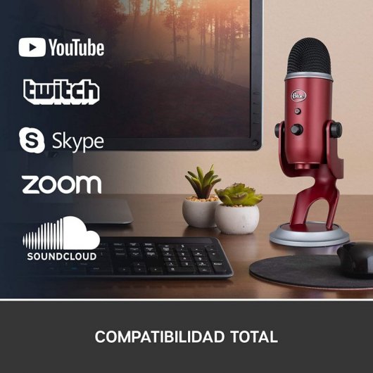 Blue Microphones Yeti Micrófono USB Rojo para Grabación y Transmisión en PC