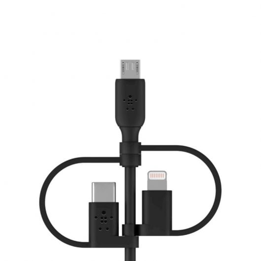 Belkin Cable USB-A a Micro-USB con Adaptador Lightning y Adaptador USB-C 1m Negro