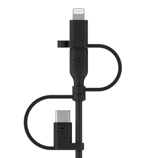 Belkin Cable USB-A a Micro-USB con Adaptador Lightning y Adaptador USB-C 1m Negro