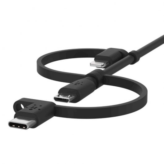 Belkin Cable USB-A a Micro-USB con Adaptador Lightning y Adaptador USB-C 1m Negro