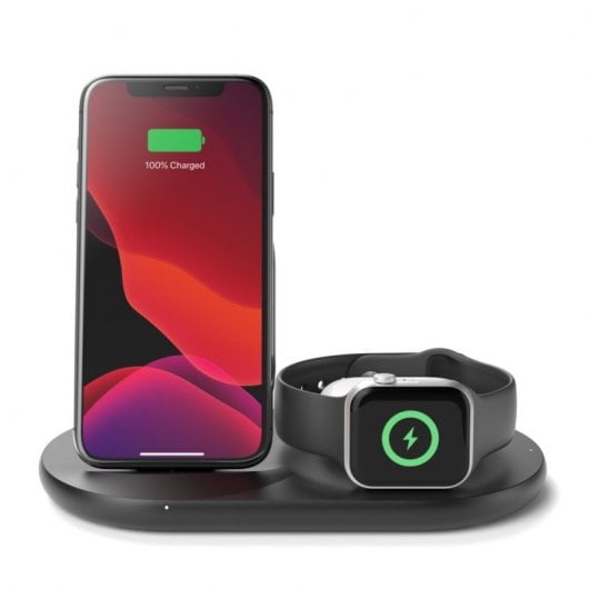 Belkin Cargador Inalámbrico 3 en 1 Estación de Carga de 7.5 W para iPhone Apple Watch y AirPods Negro