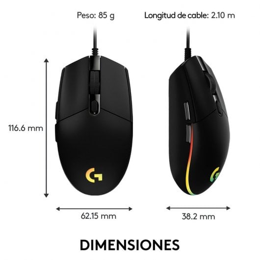 Logitech G G102 LightSync Ratón Gaming 8000DPI Negro