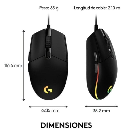 Ratón Logitech G102 LIGHTSYNC USB 8000 DPI Negro RGB 6 Botones
