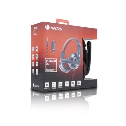 NGS VOX420DJ Auricolare Cablato A Padiglione Giocare Nero, Rosso