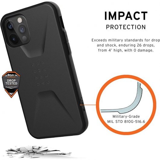 UAG Civilian Funda Negra para iPhone 12/12 Pro