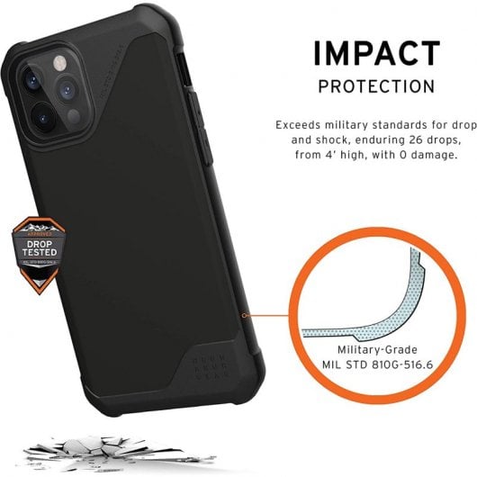 UAG Metropolis LT LTHR ARMR BLACK Capa Preta para iPhone 12/12 Pro