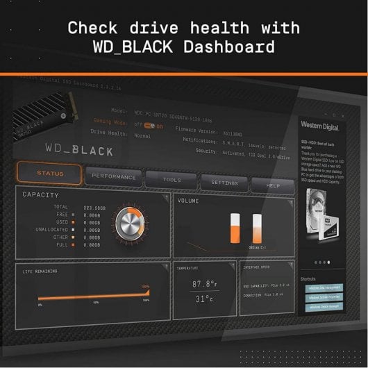 WD Black SN850 1TB SSD NVMe M.2 PCIe 4.0 sem Dissipador de Calor