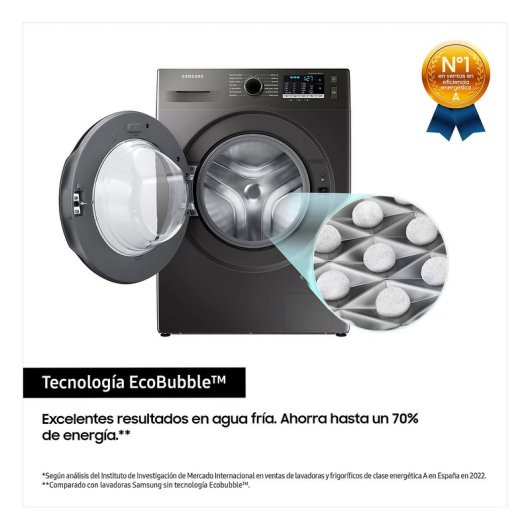 Samsung WW90TA046AX Lavadora de Carga Frontal 9Kg A Acero Inoxidable