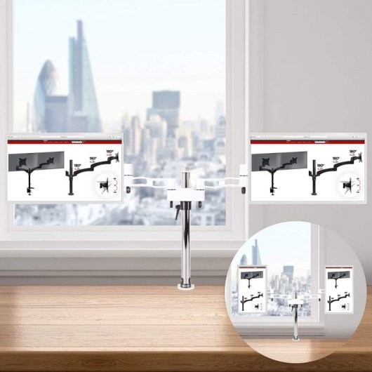 Duronic DM352 WE Soporte de Mesa 2 Monitores 13"-27" VESA 100x100 Máx 8kg