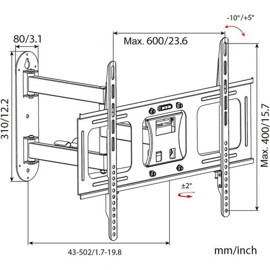 Duronic TVB109M Soporte TV 32"-60" VESA 600x400 Máx 35kg