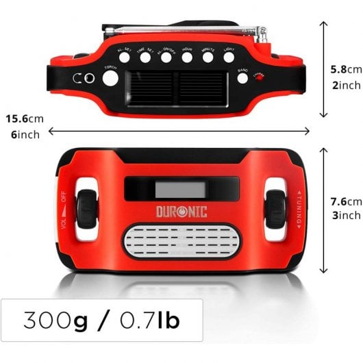 Duronic Apex Radio AM/FM con Carga Solar/Dinamo