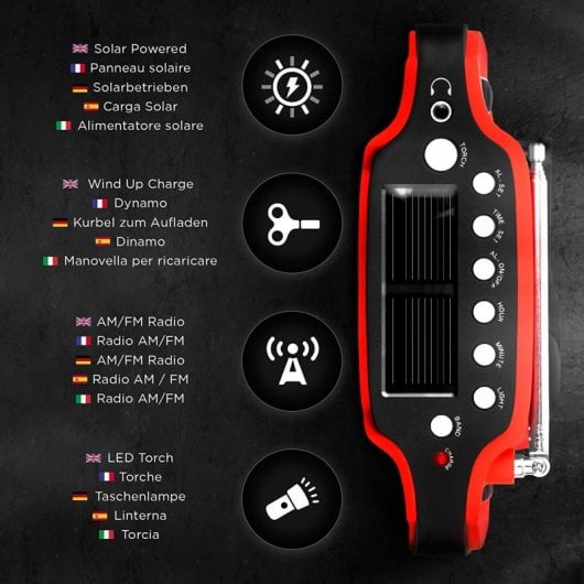 Duronic Apex Radio AM/FM con Carga Solar/Dinamo
