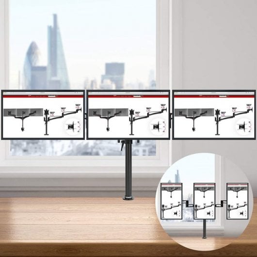 Duronic DM452 Soporte de Mesa 3 Monitores 13"-22" VESA 100x100 Máx 8kg