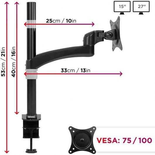 Duronic DM451X2 Soporte de Mesa Monitor 15"-27" VESA 100x100 Máx 8kg
