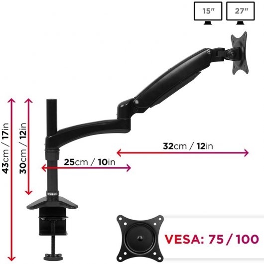 Duronic DM551X2 Soporte de Mesa Monitor 15"-27" VESA 100x100 Máx 7.8kg