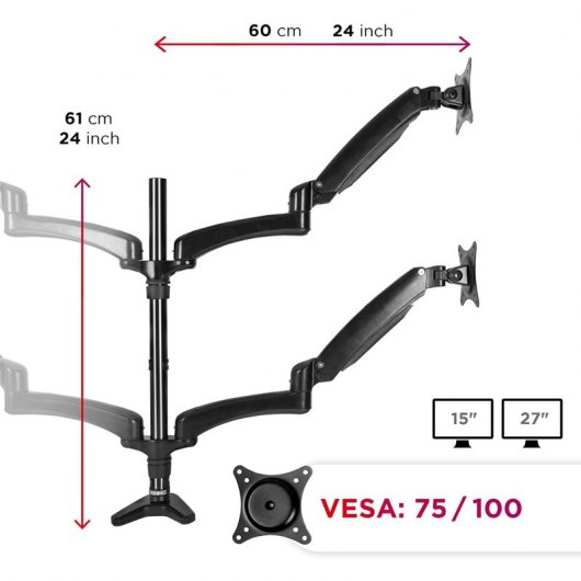 Duronic DM554 Soporte de Mesa 4 Monitores 15"-27" VESA 100x100 Máx 5kg