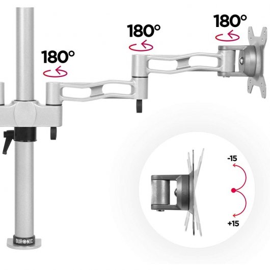 Duronic DM352 SR Soporte de Mesa 2 Monitores 13"-27" VESA 100x100 Máx 8kg Plata