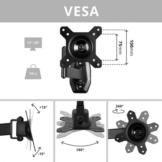 Duronic TVB1120 Soporte TV 13"-30" VESA 100x100 Máx 18kg