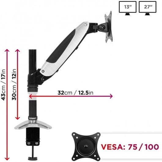 Duronic DM651x1 Soporte de Mesa Monitor 13"-27" VESA 100x100 Máx 8kg